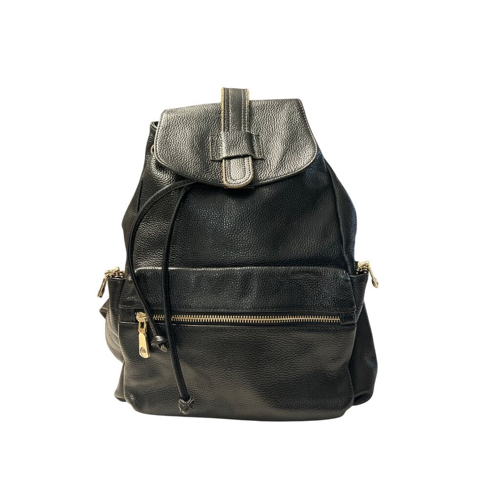 Black Pebbled Leather Backpack
